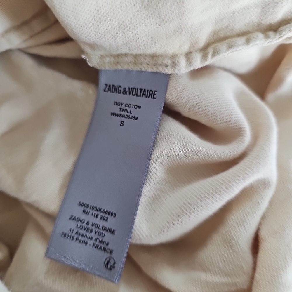 Zadig & Voltaire Cream Button-Front Peasant Blouse - Picture 6 of 6